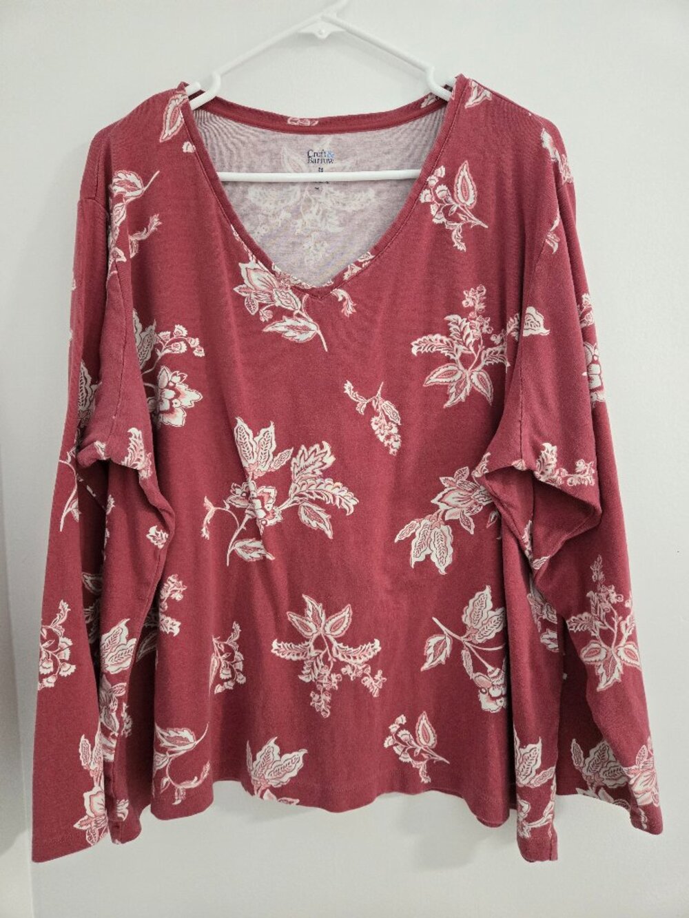 Croft & Barrow Women's Mauve Floral Long Sleeve Blouse 3X– Lightweight Casual